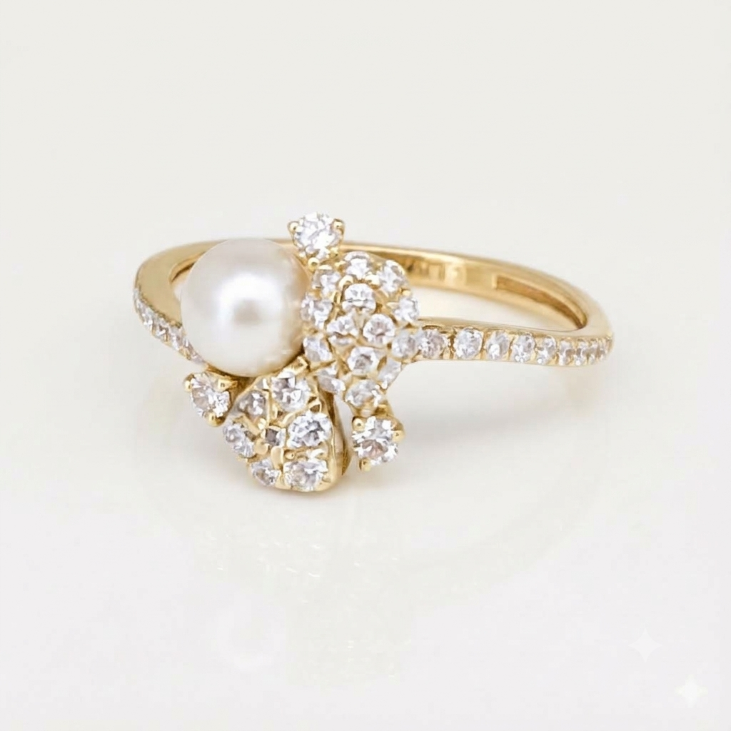 The Celestial Pearl &amp; Diamond Ring