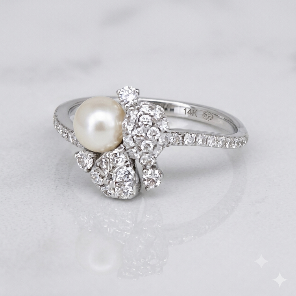 The Celestial Pearl &amp; Diamond Ring